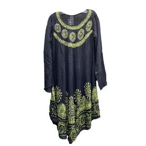 Umbrella Cut Floral Tunic - Green